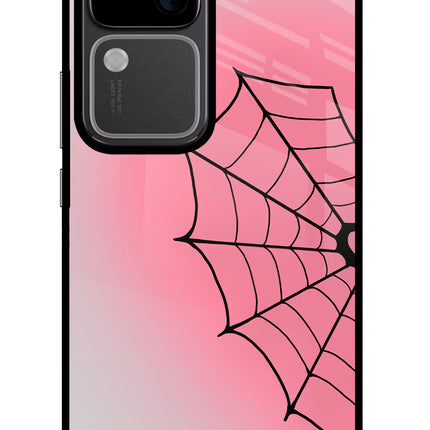 Pink Web Vivo V30 5G Glass Case