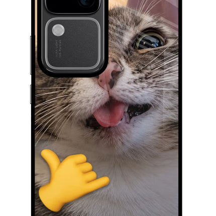 Silly Cat Call Vivo V30 5G Glass Case