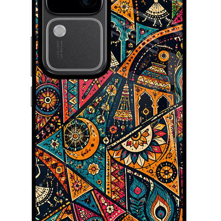 Folk Print Vivo V30 5G Glass Case