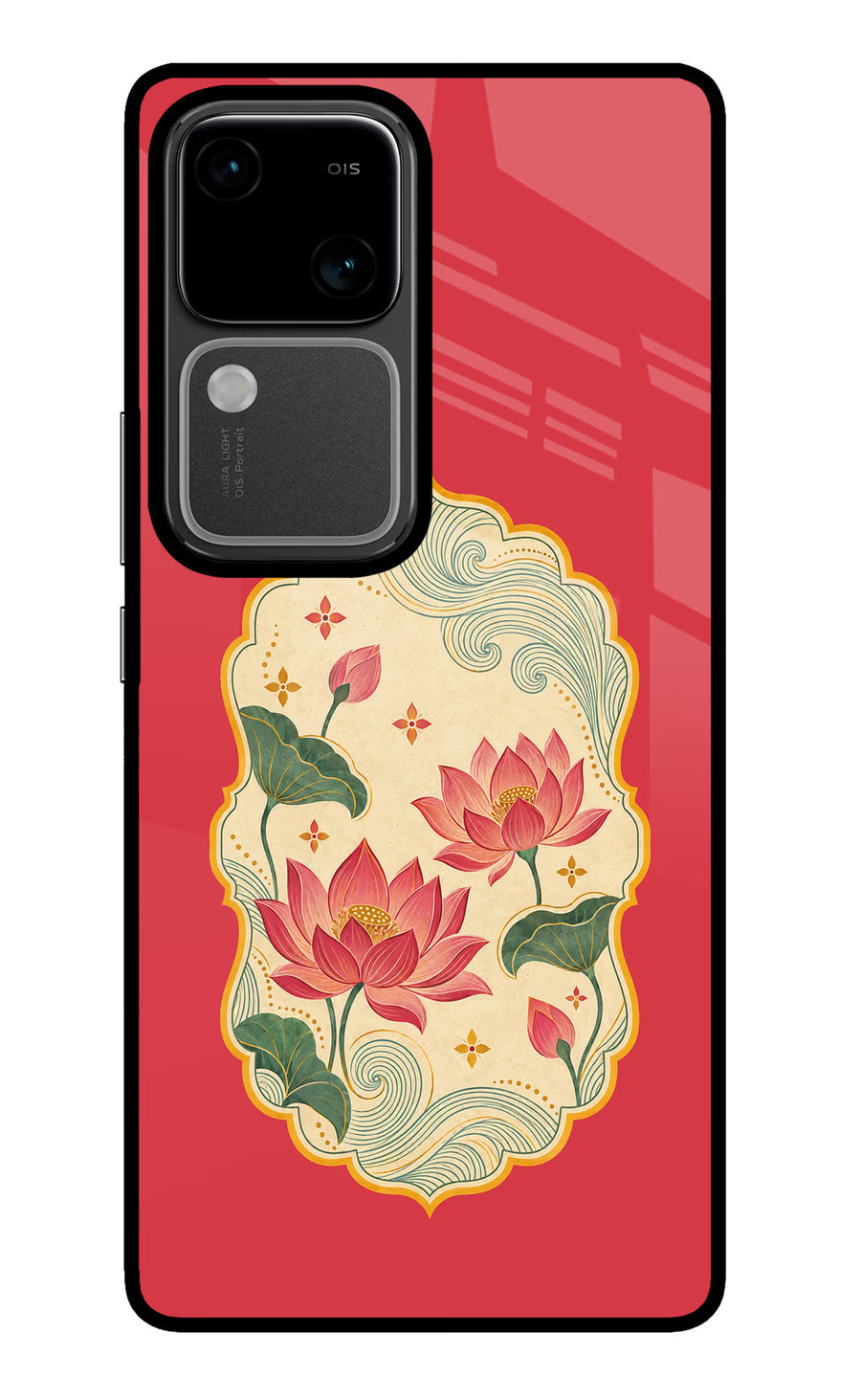 Pink Lotus Vivo V30 5G Back Cover, Glass case