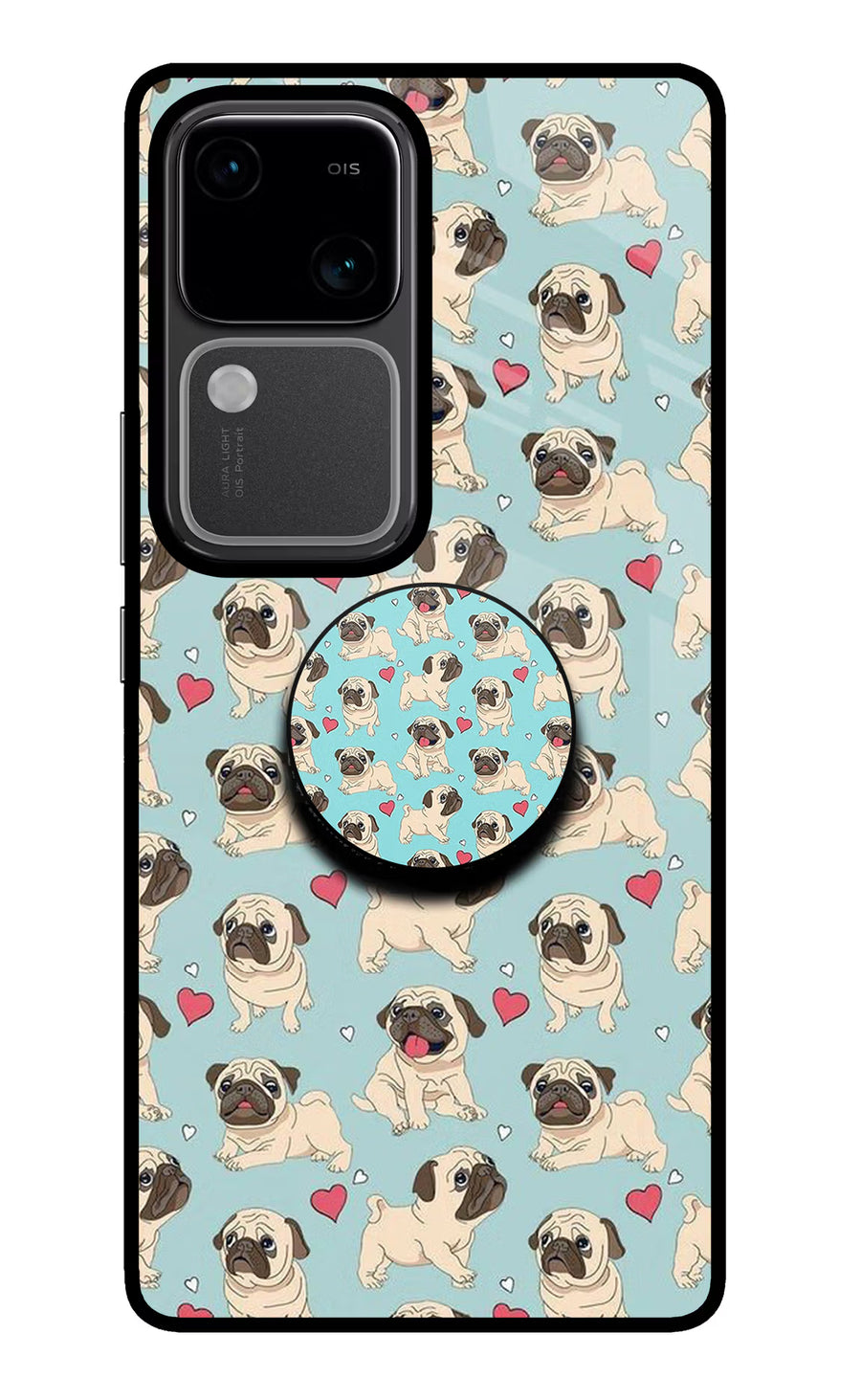 Pug Dog Vivo V30 5G Pop Case, Glass case