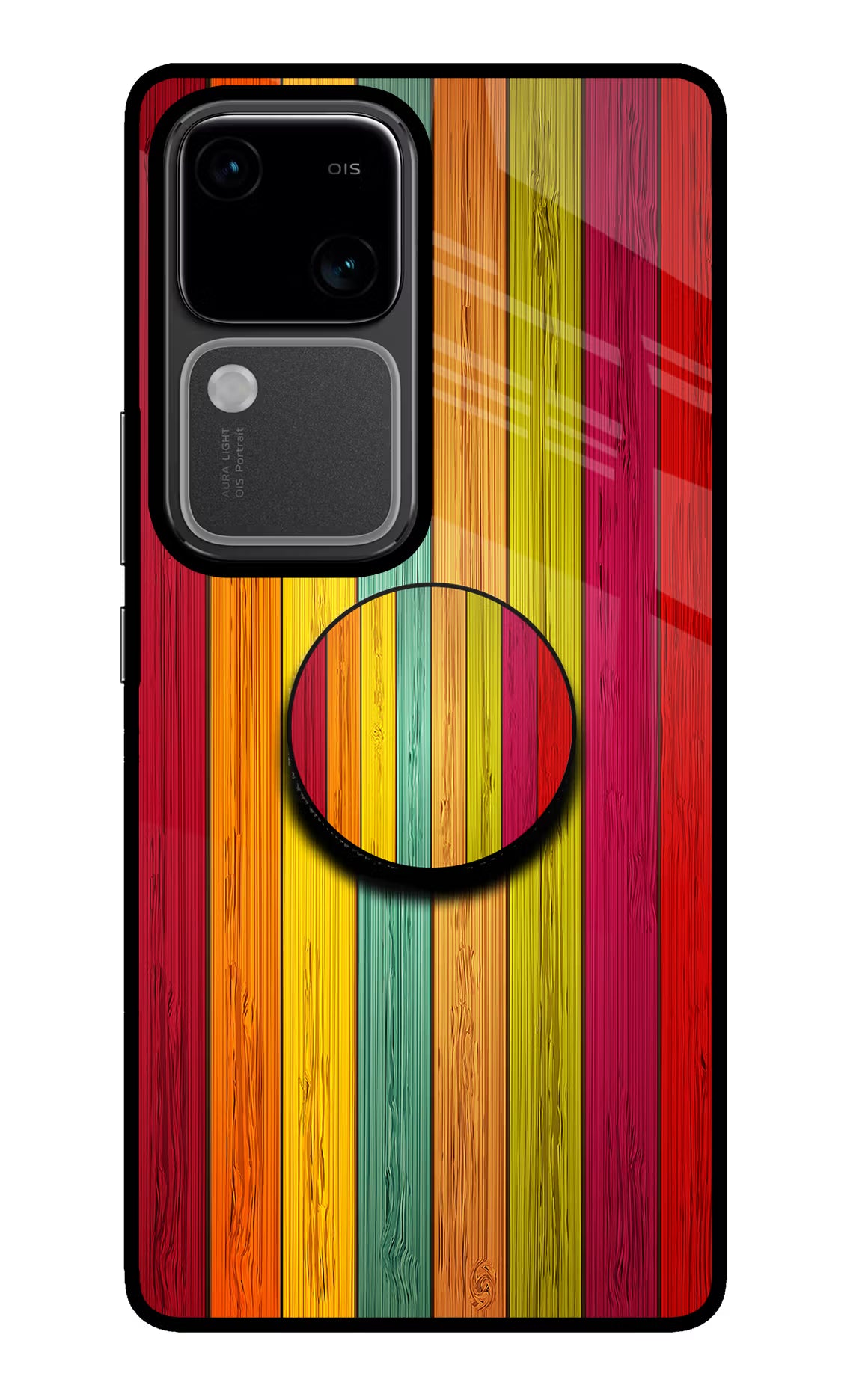 Multicolor Wooden Vivo V30 5G Pop Case by Casekaro