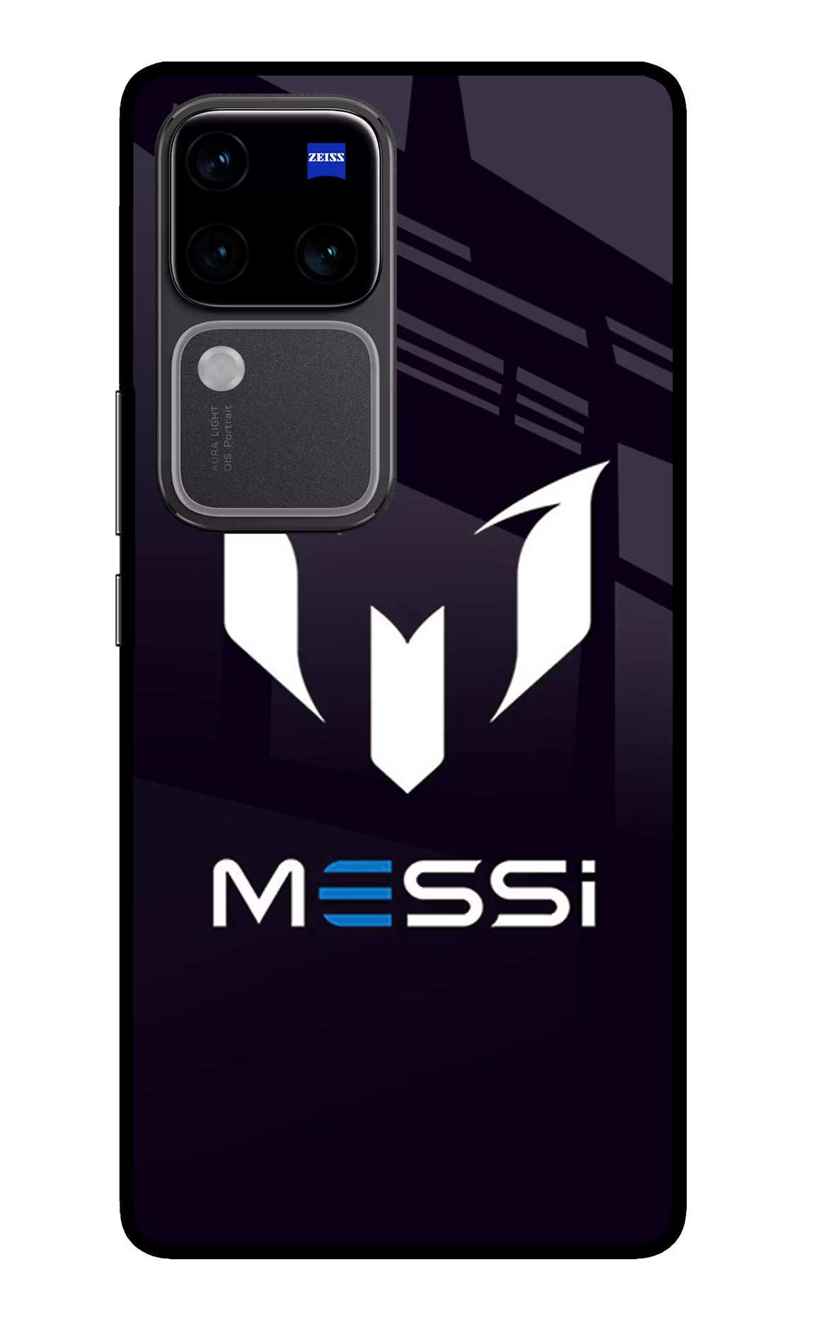 Messi Logo Vivo V30 Pro 5G Glass Case Back Cover by Casekaro