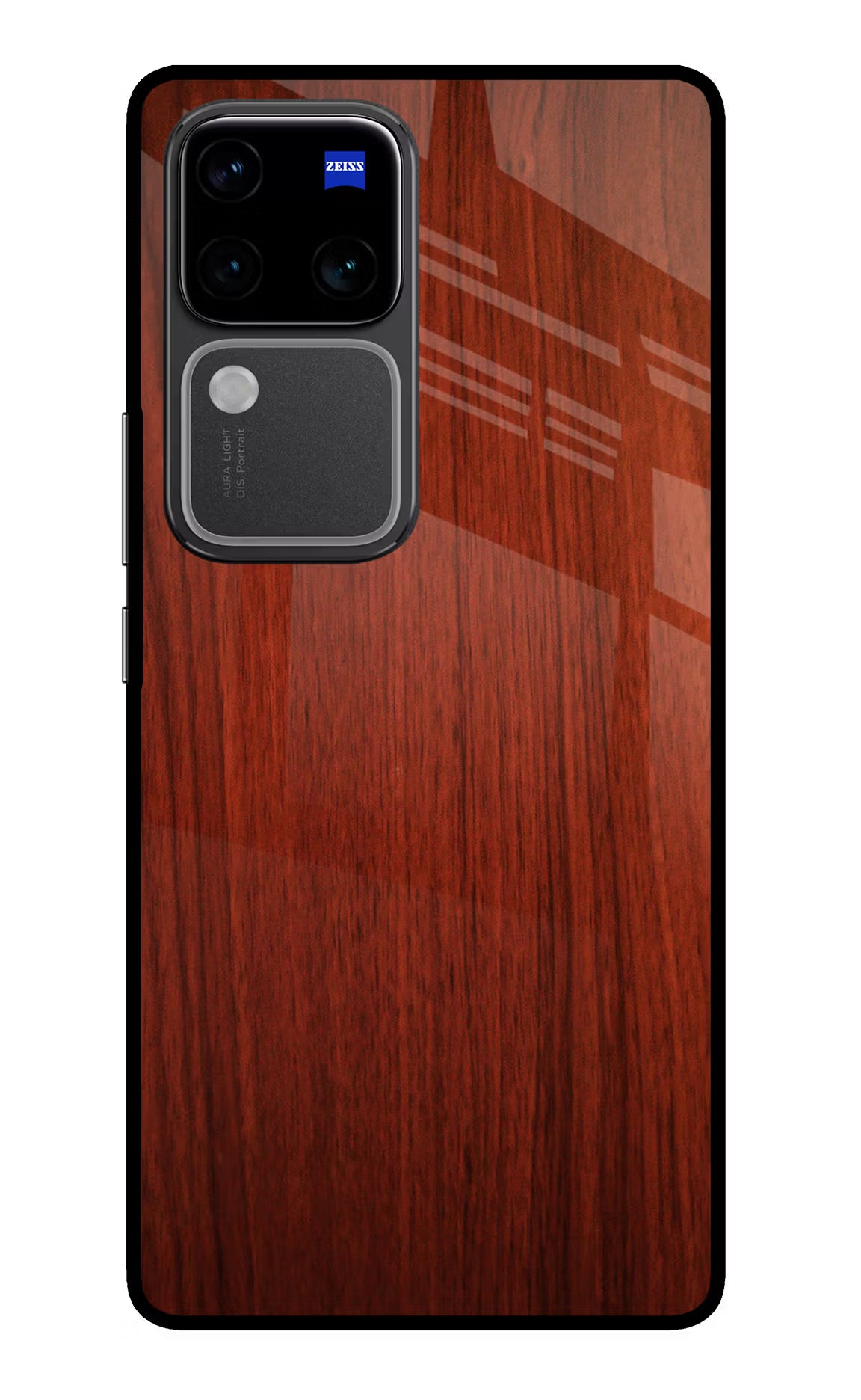 Wooden Plain Pattern Vivo V30 Pro 5G Glass Case Back Cover by Casekaro