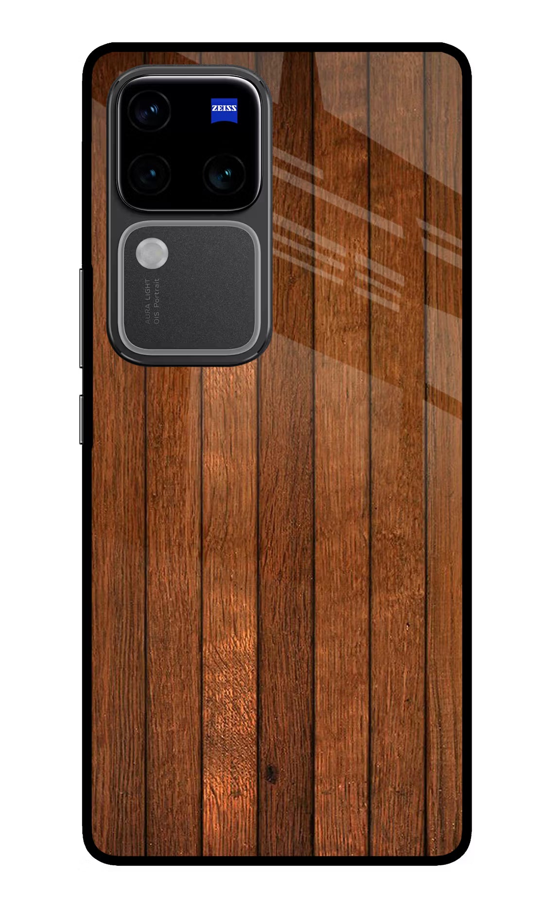Wooden Artwork Bands Vivo V30 Pro 5G Glass Case Back Cover by Casekaro