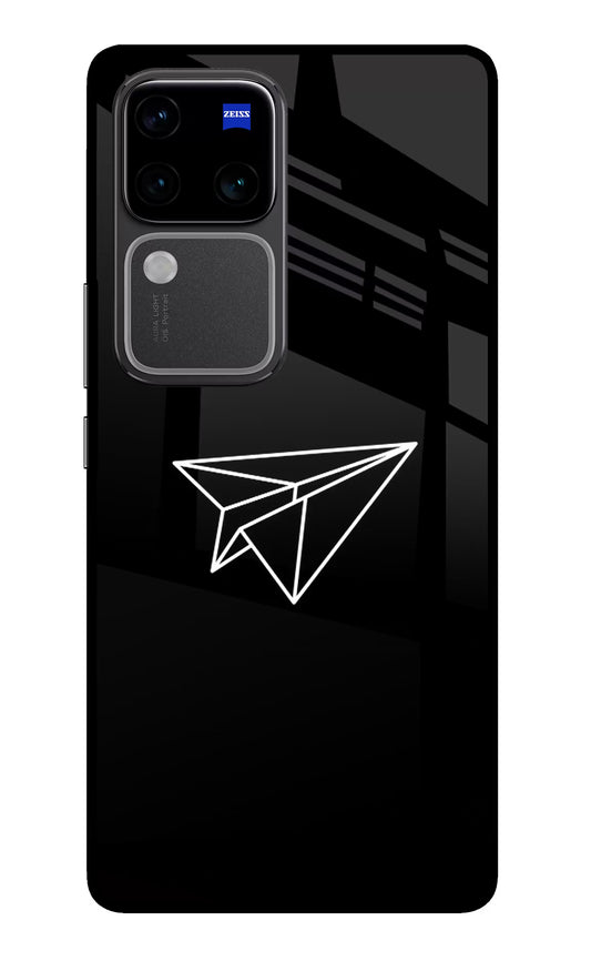 Paper Plane White Vivo V30 Pro 5G Glass Case