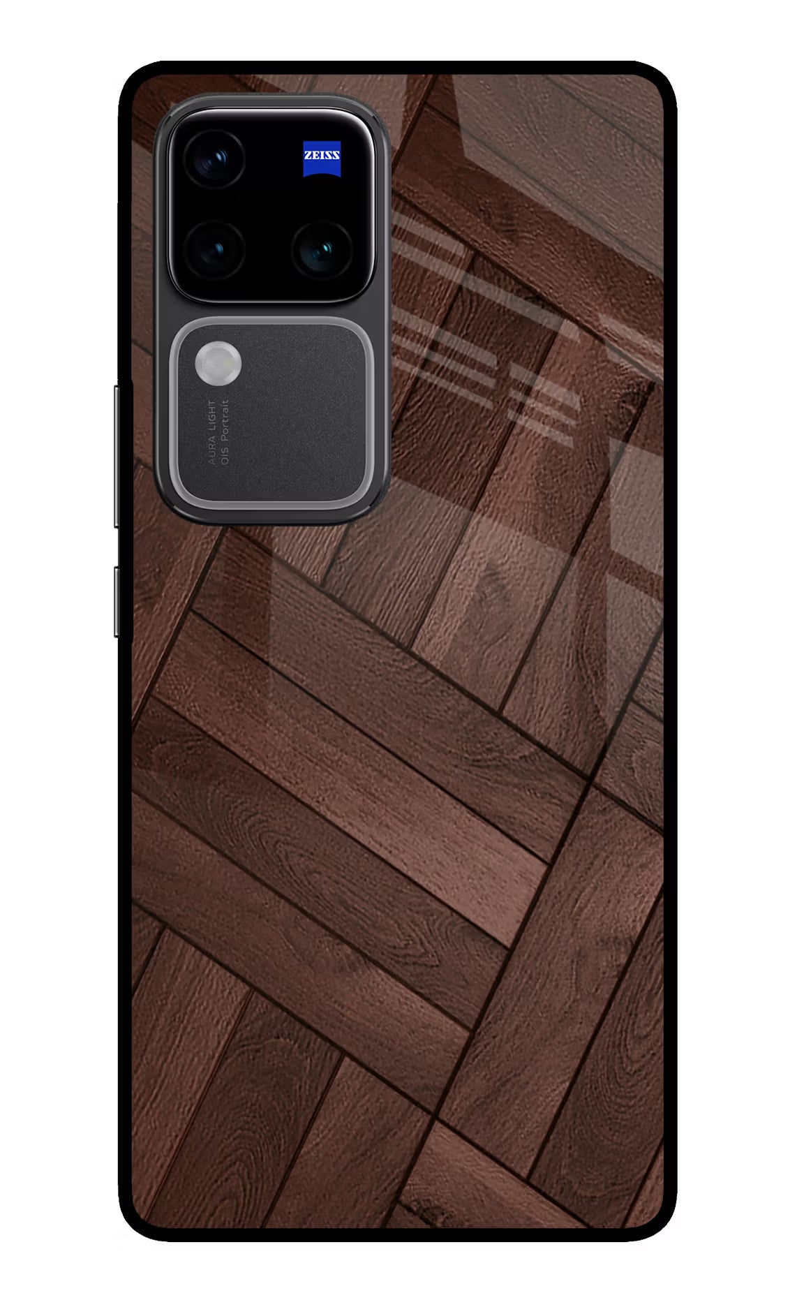 Wooden Texture Design Vivo V30 Pro 5G Glass Case Back Cover by Casekaro
