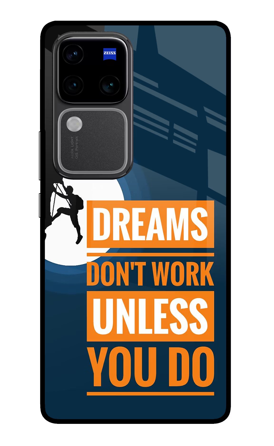 Dreams Don’T Work Unless You Do Vivo V30 Pro 5G Glass Case Back Cover by Casekaro