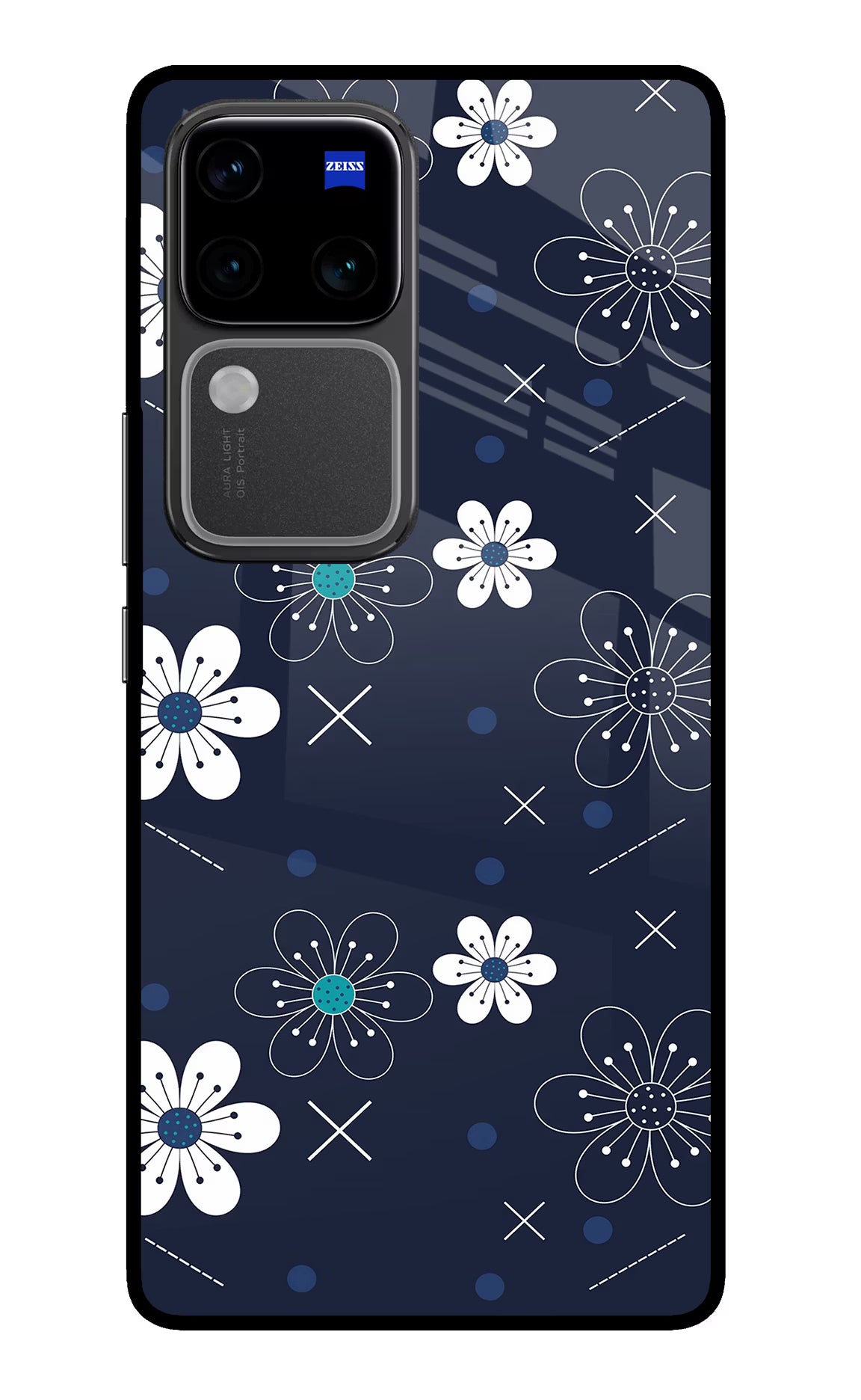 Flowers Vivo V30 Pro 5G Glass Case Back Cover by Casekaro