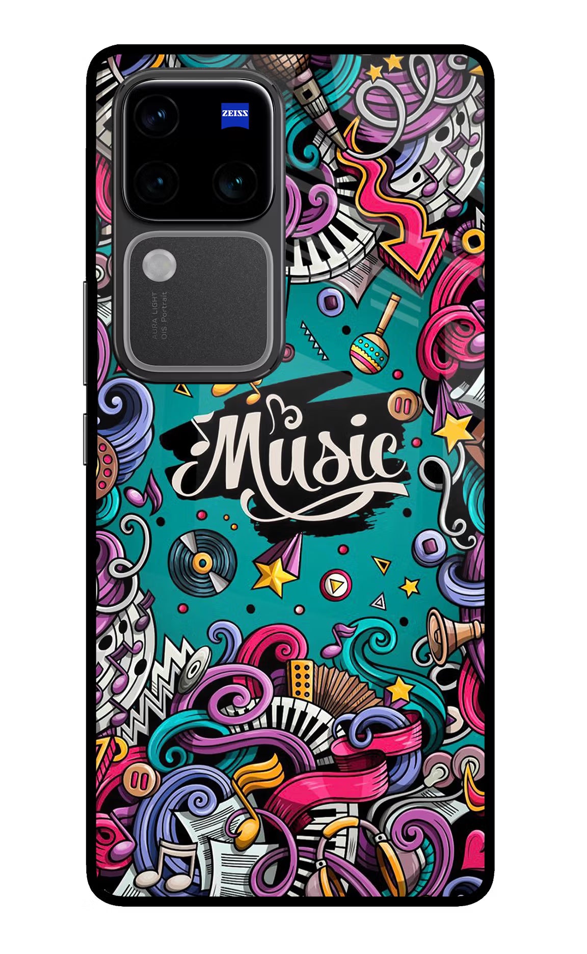 Music Graffiti Vivo V30 Pro 5G Glass Case