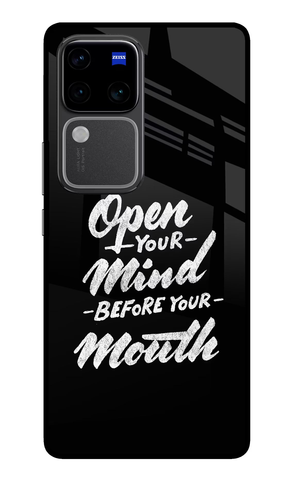 Open Your Mind Before Your Mouth Vivo V30 Pro 5G Glass Case Back Cover by Casekaro