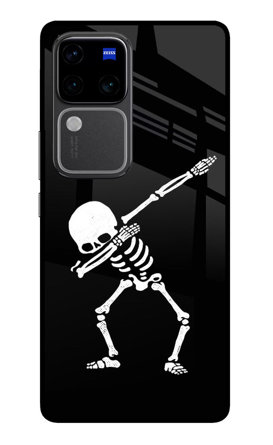 Dabbing Skeleton Art Vivo V30 Pro 5G Glass Case