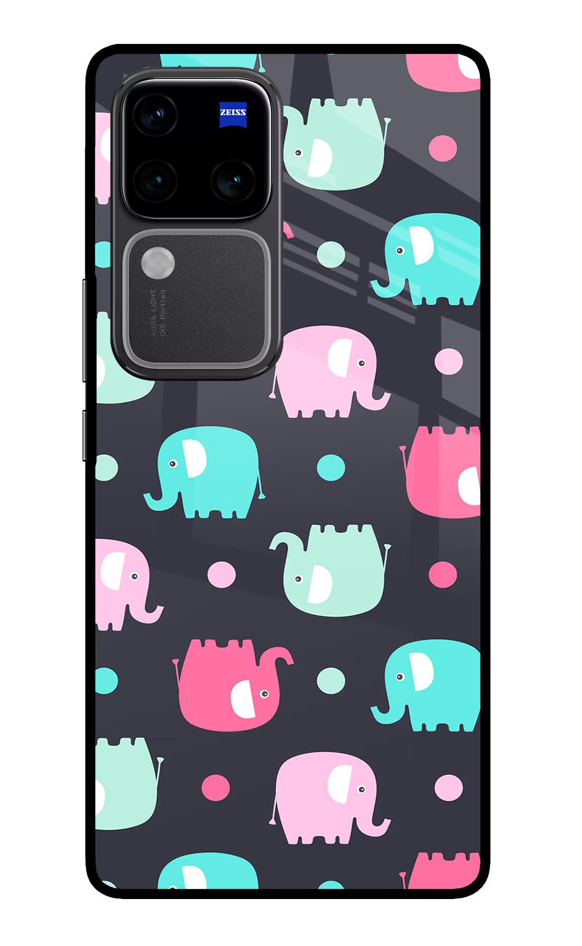 Elephants Vivo V30 Pro 5G Glass Case Back Cover by Casekaro