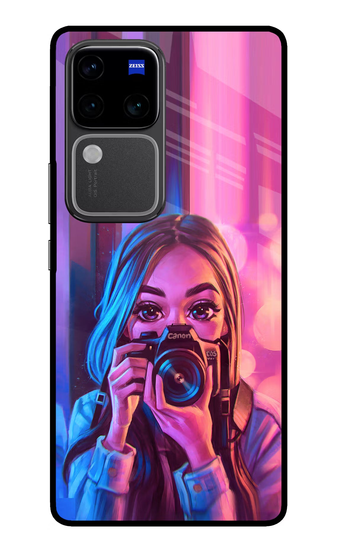 Girl Photographer Vivo V30 Pro 5G Glass Case Back Cover by Casekaro