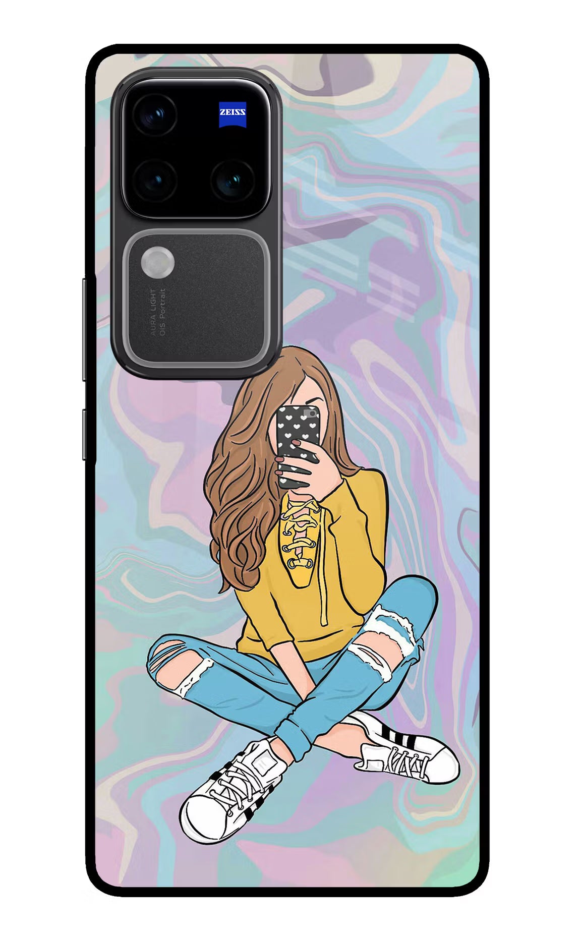 Selfie Girl Vivo V30 Pro 5G Glass Case Back Cover by Casekaro