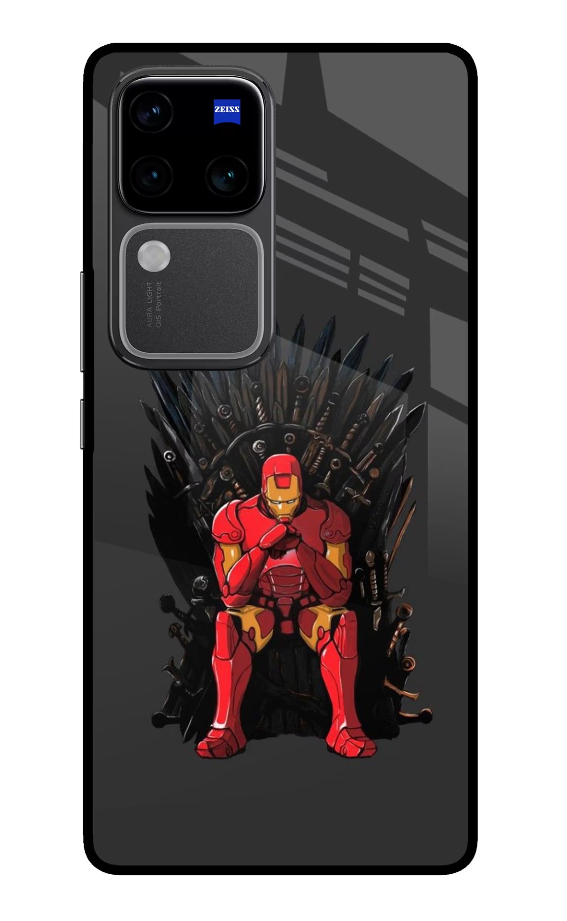Ironman Throne Vivo V30 Pro 5G Glass Case Back Cover by Casekaro