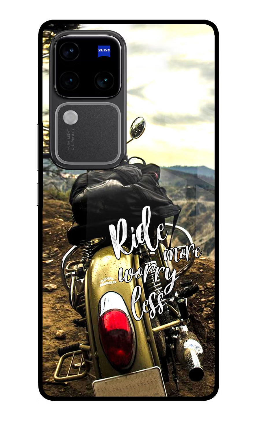 Ride More Worry Less Vivo V30 Pro 5G Back Cover, Glass case