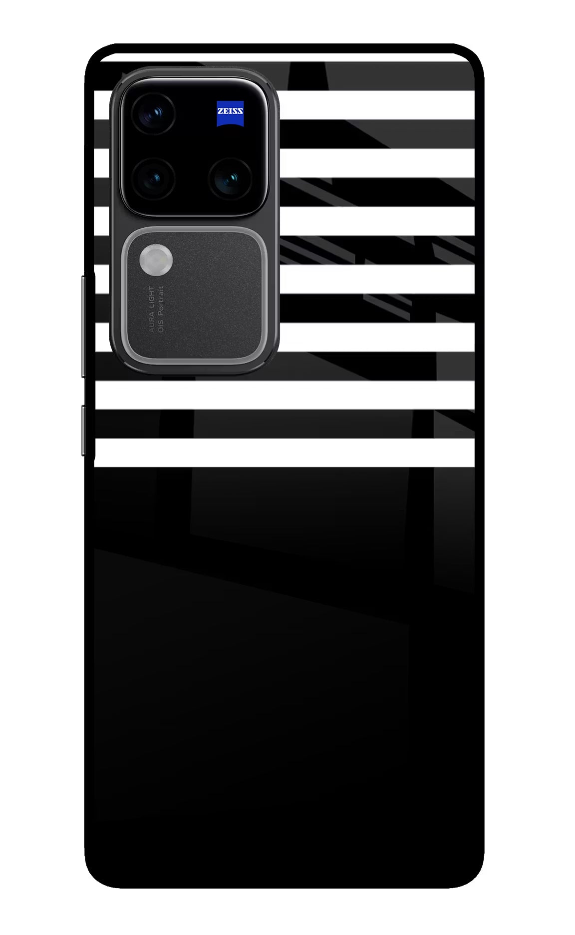 Black and White Print Vivo V30 Pro 5G Glass Case Back Cover by Casekaro