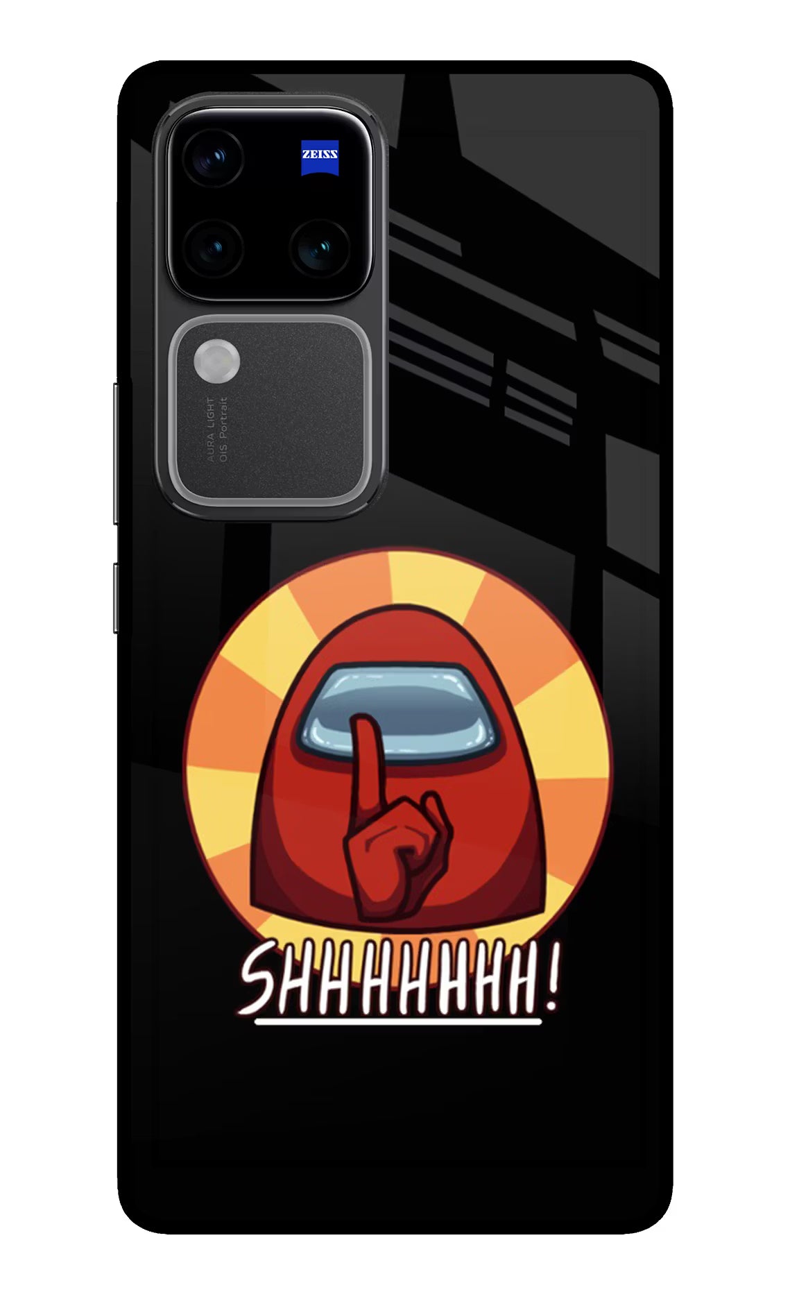 Among Us Shhh! Vivo V30 Pro 5G Glass Case Back Cover by Casekaro