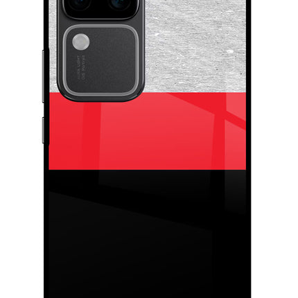 Tri Color Pattern Vivo V30 Pro 5G Glass Case Back Cover by Casekaro