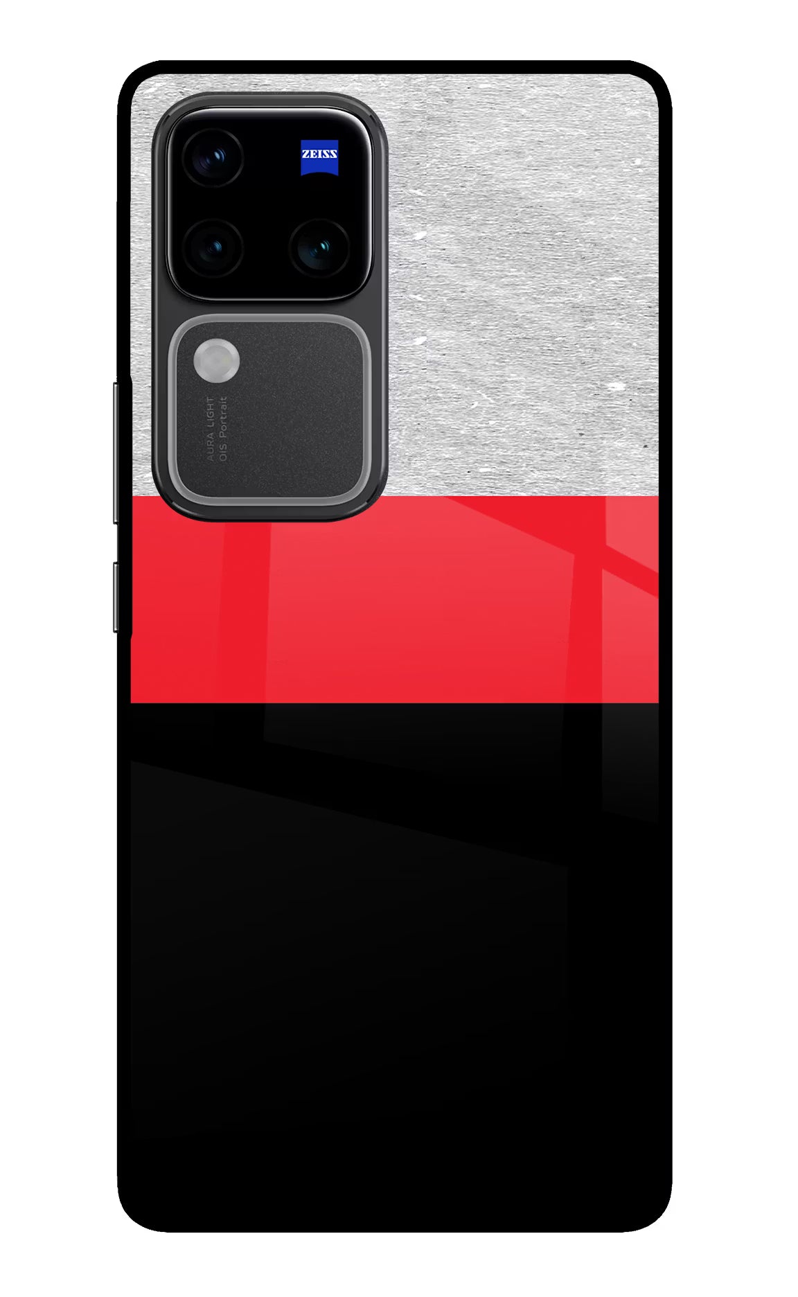 Tri Color Pattern Vivo V30 Pro 5G Glass Case Back Cover by Casekaro