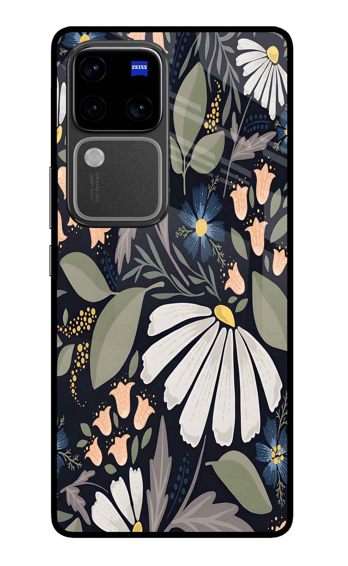 Flowers Art Vivo V30 Pro 5G Glass Case Back Cover by Casekaro