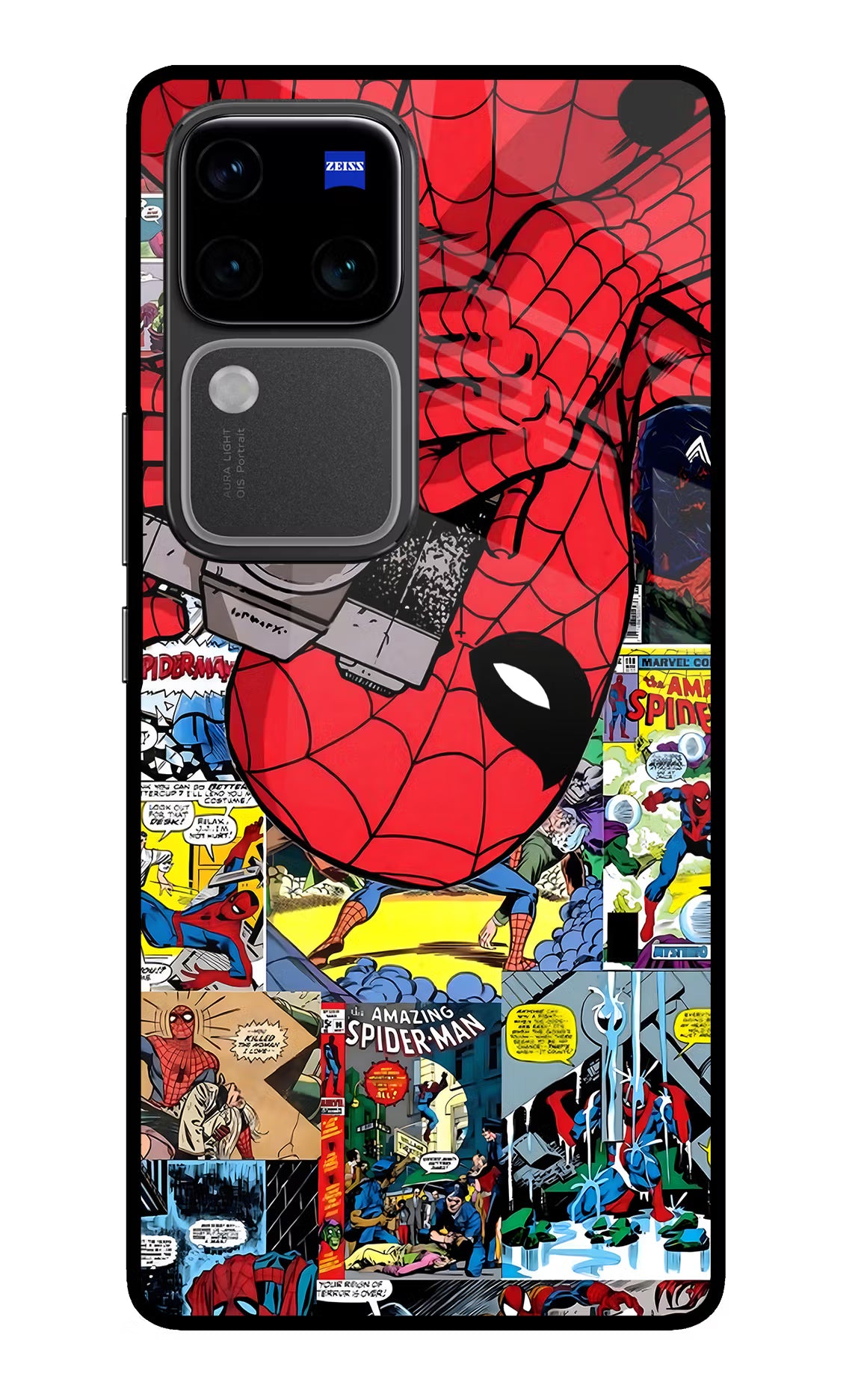 Spider Man Vivo V30 Pro 5G Glass Case Back Cover by Casekaro
