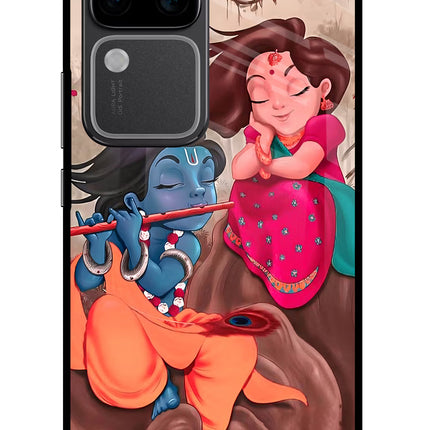 Radhe Krishna Vivo V30 Pro 5G Glass Case Back Cover by Casekaro
