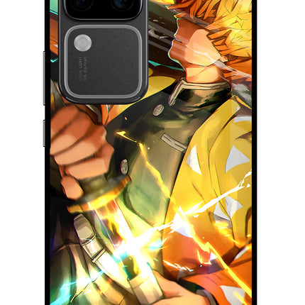Demon Slayer Vivo V30 Pro 5G Glass Case Back Cover by Casekaro