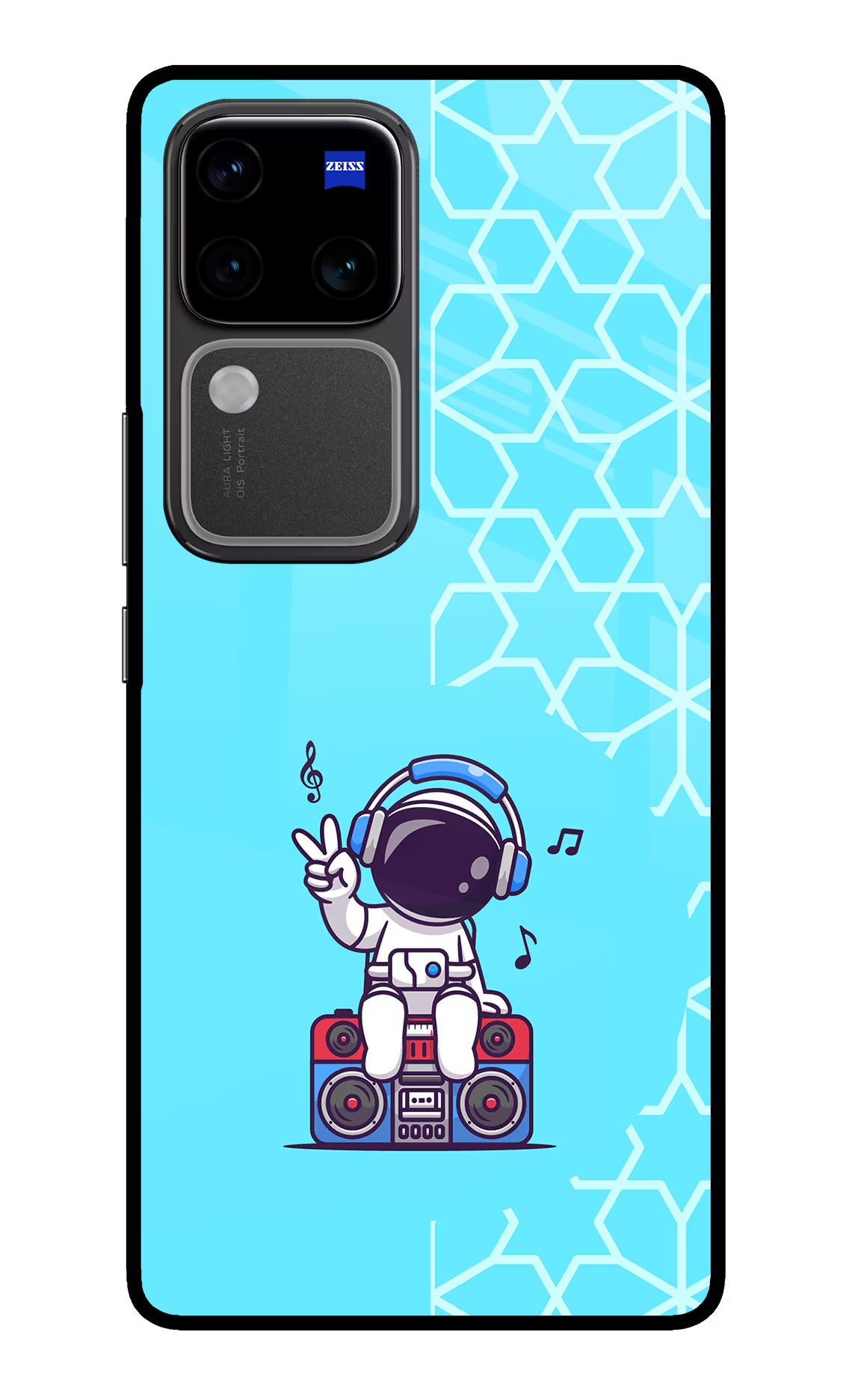 Cute Astronaut Chilling Vivo V30 Pro 5G Glass Case Back Cover by Casekaro
