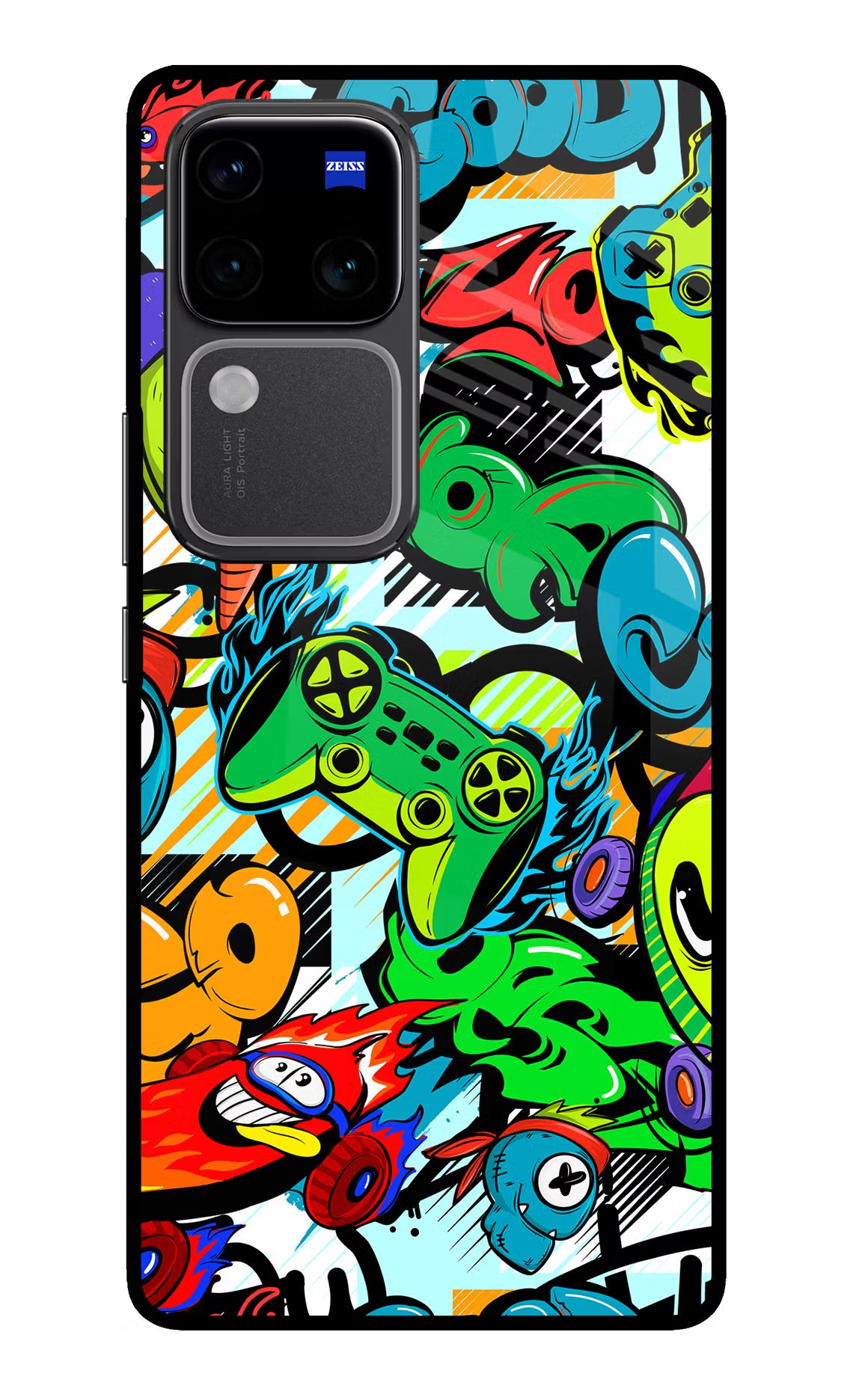 Game Doodle Vivo V30 Pro 5G Glass Case Back Cover by Casekaro