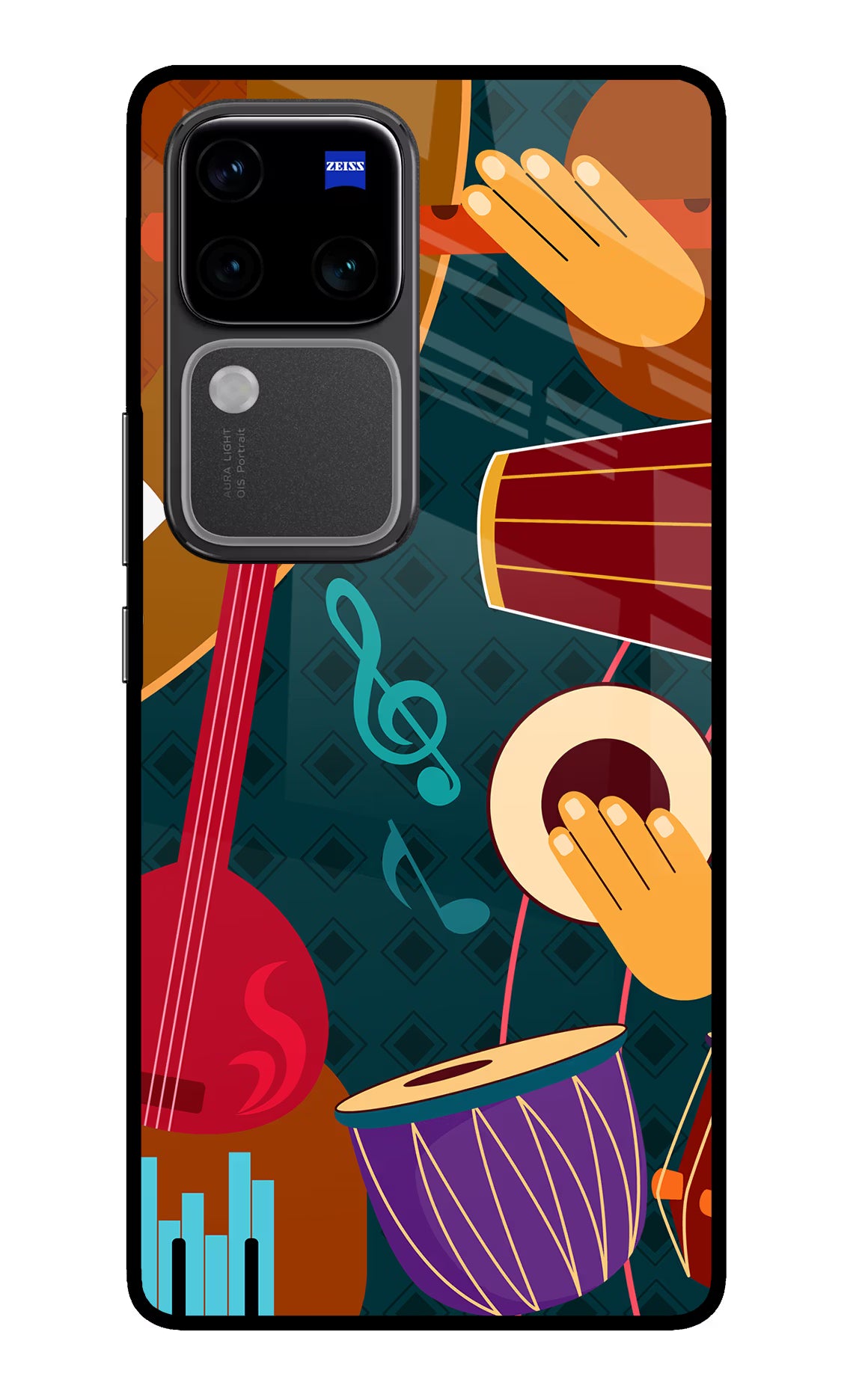 Music Instrument Vivo V30 Pro 5G Glass Case Back Cover by Casekaro