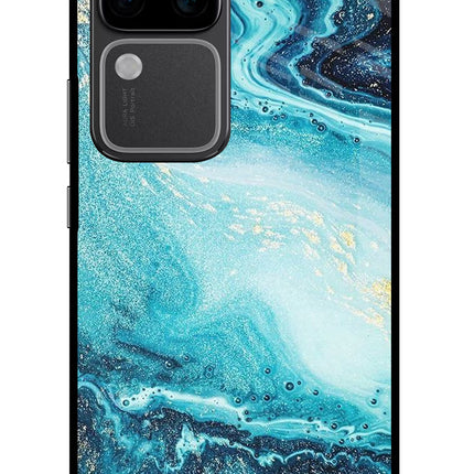 Blue Glitter Marble Vivo V30 Pro 5G Glass Case