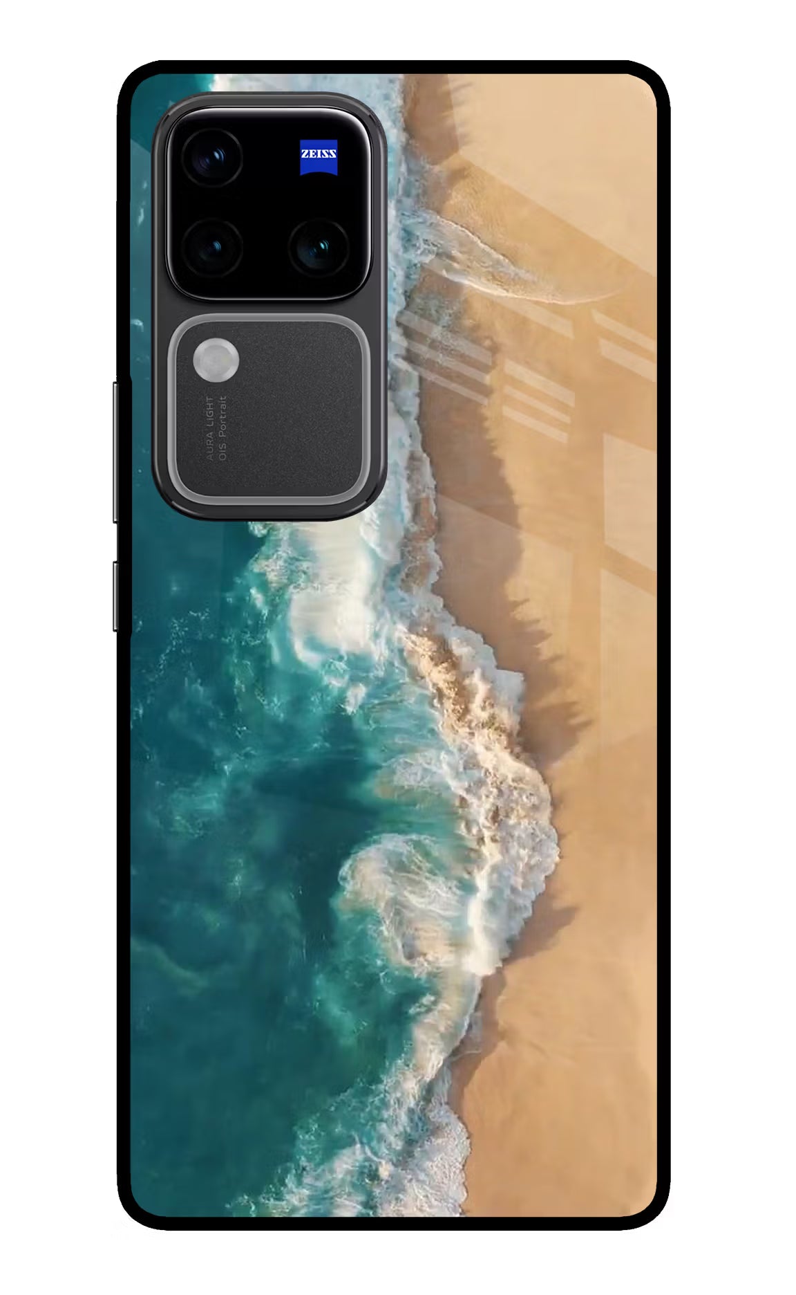 Ocean Beach Vivo V30 Pro 5G Glass Case Back Cover by Casekaro