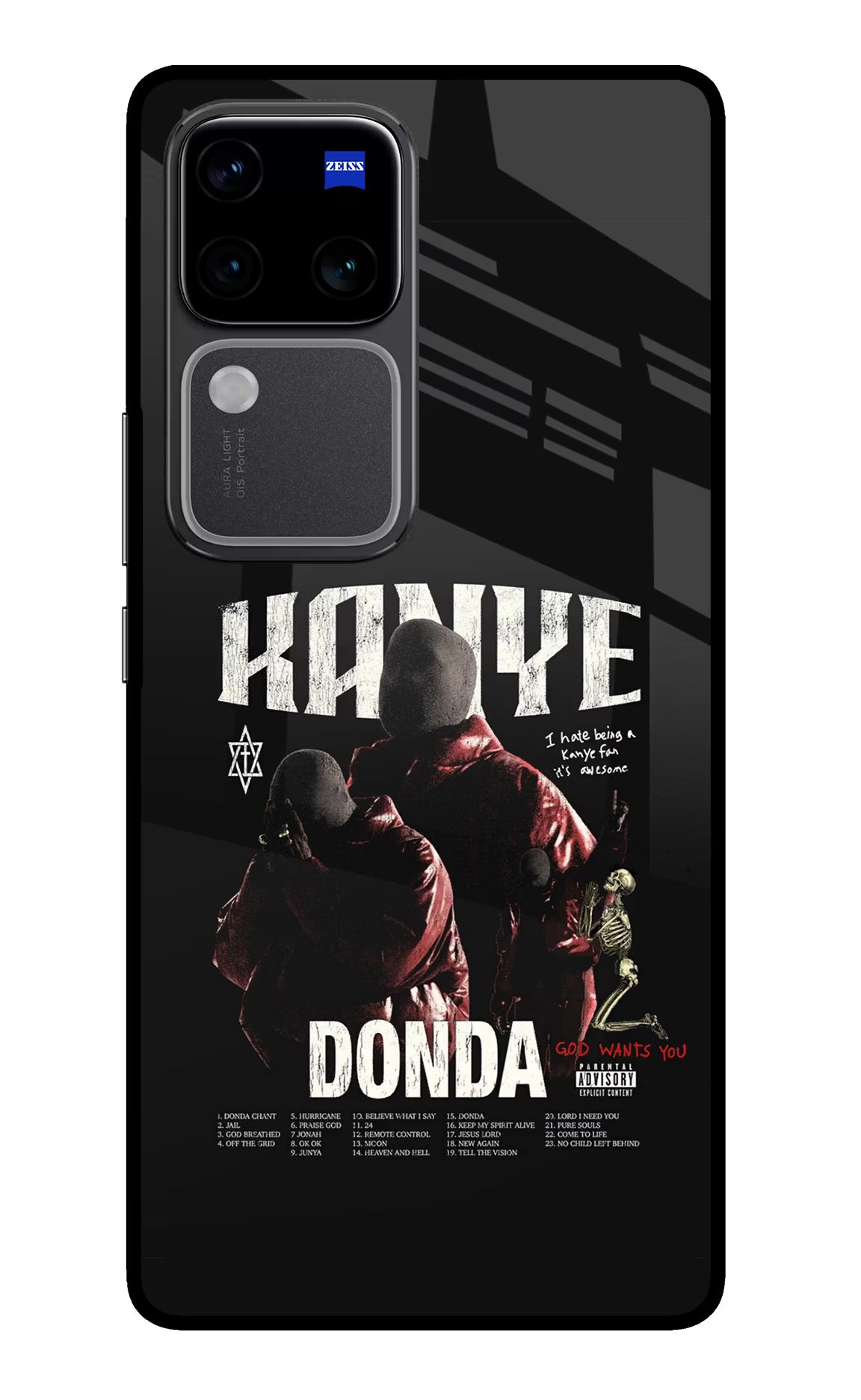 Donda Kanye West Vivo V30 Pro 5G Glass Case Back Cover by Casekaro