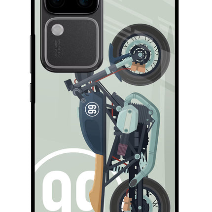 Classic Cafe Racer 99 Vivo V30 Pro 5G Glass Case Back Cover by Casekaro