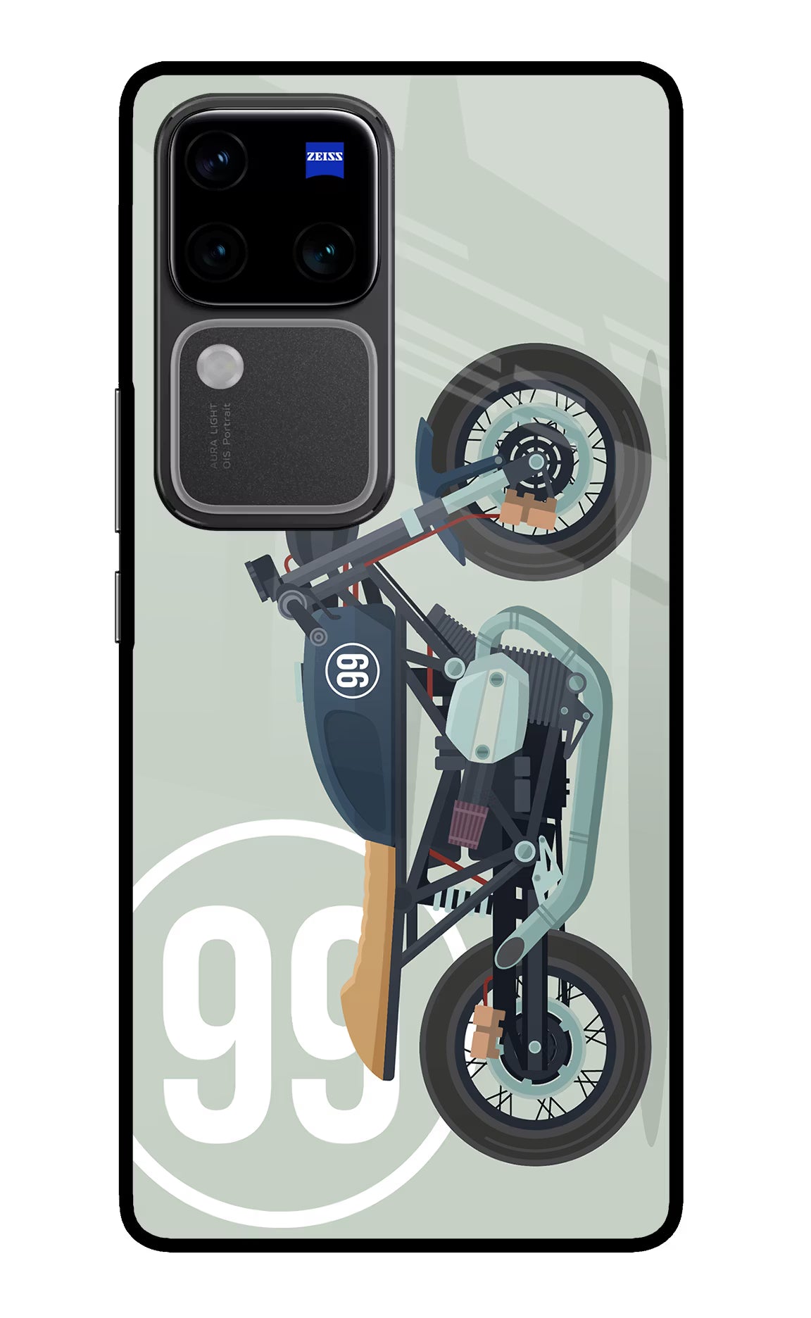 Classic Cafe Racer 99 Vivo V30 Pro 5G Glass Case Back Cover by Casekaro