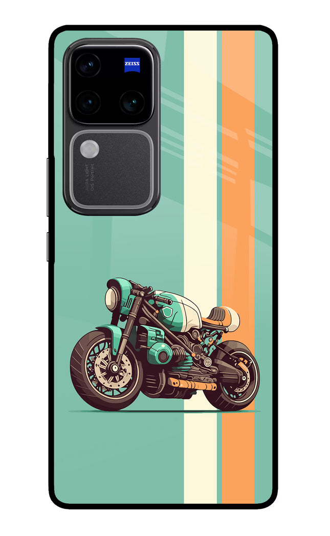 Striped Moto Drift Vivo V30 Pro 5G Glass Case