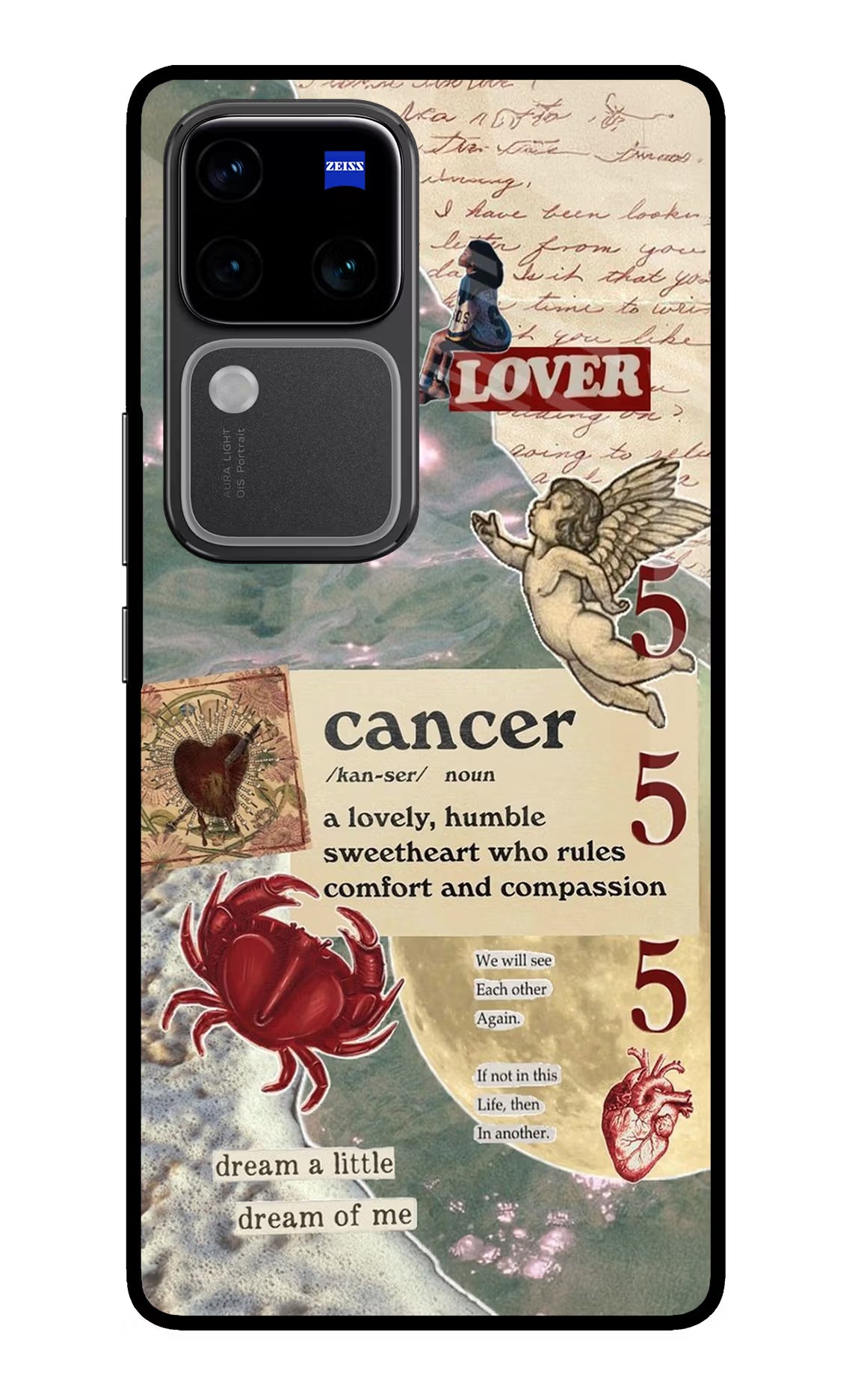 Cancer Zodiac Vivo V30 Pro 5G Glass Case Back Cover by Casekaro
