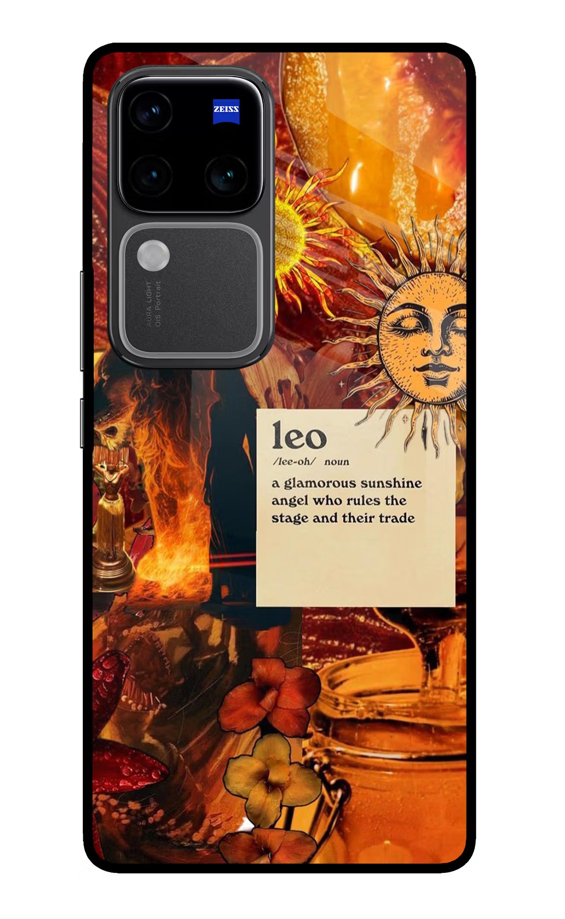 Leo Zodiac Vivo V30 Pro 5G Glass Case Back Cover by Casekaro