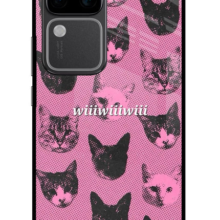 Pink Cats Vivo V30 Pro 5G Glass Case