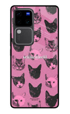 Pink Cats Vivo V30 Pro 5G Glass Case