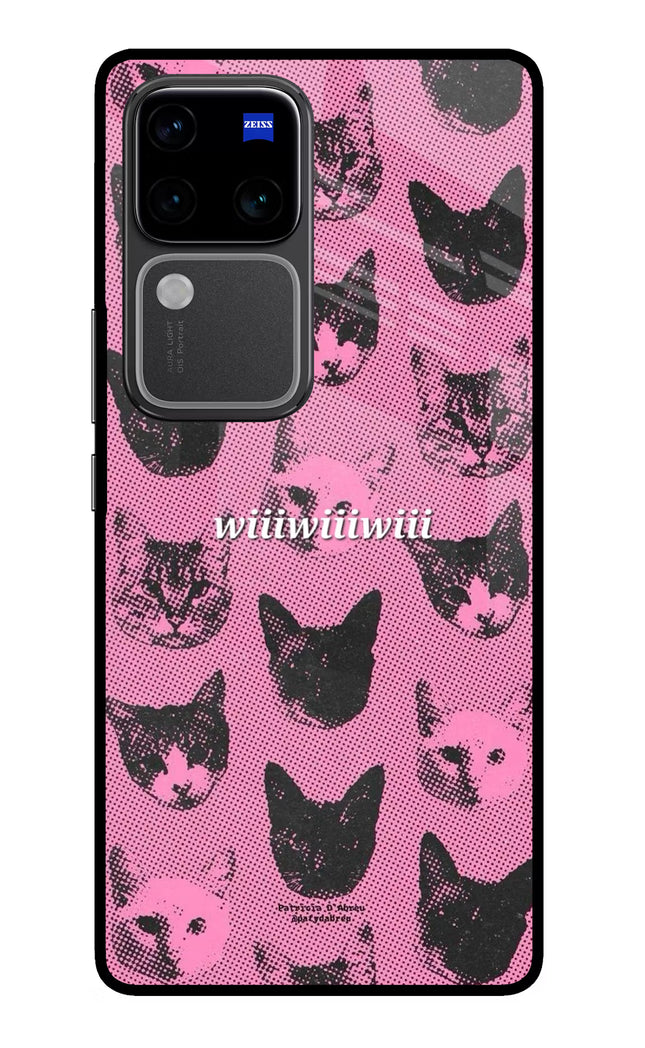 Pink Cats Vivo V30 Pro 5G Glass Case