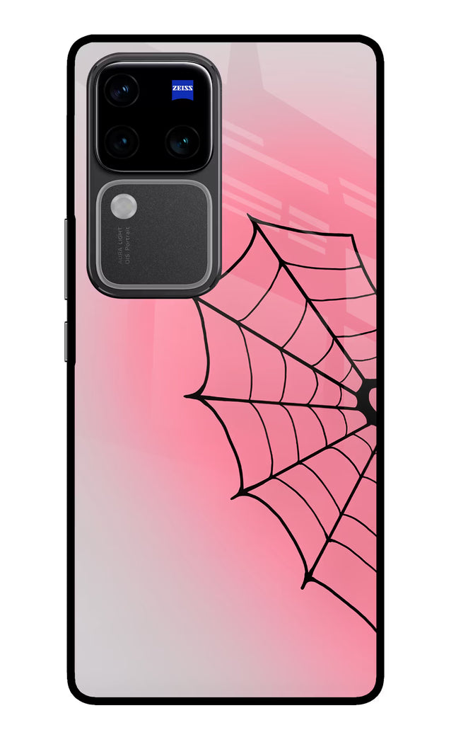 Pink Web Vivo V30 Pro 5G Glass Case