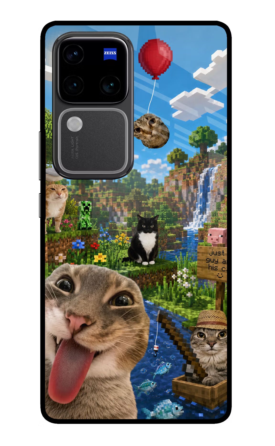 Minecraft Cat Chaos Vivo V30 Pro 5G Glass Case