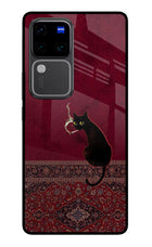 Midnight Cat Vivo V30 Pro 5G Glass Case
