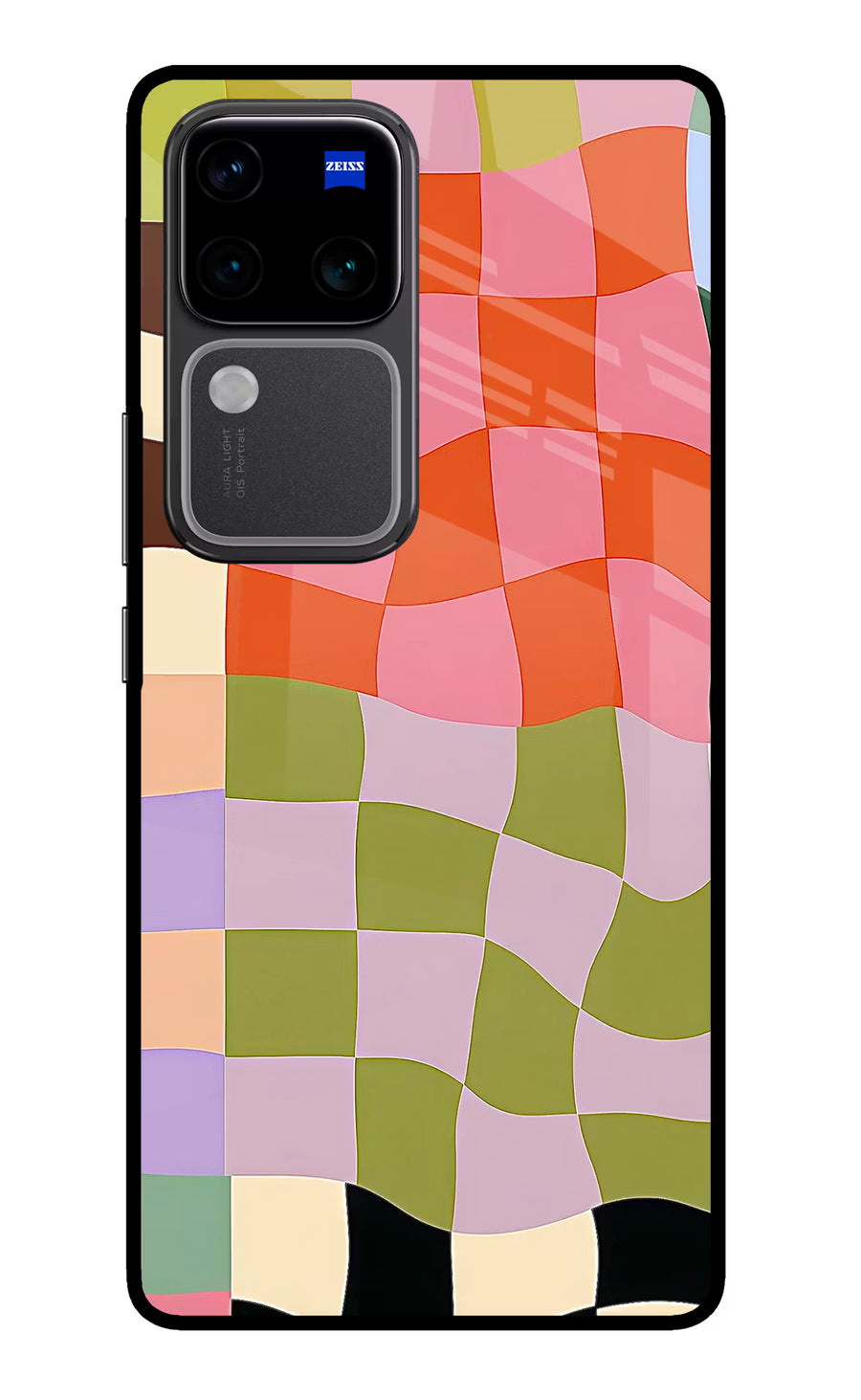 Wavy Grid Vivo V30 Pro 5G Back Cover, Glass case