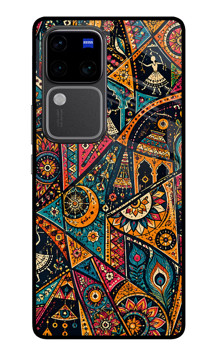 Folk Print Vivo V30 Pro 5G Back Cover, Glass case