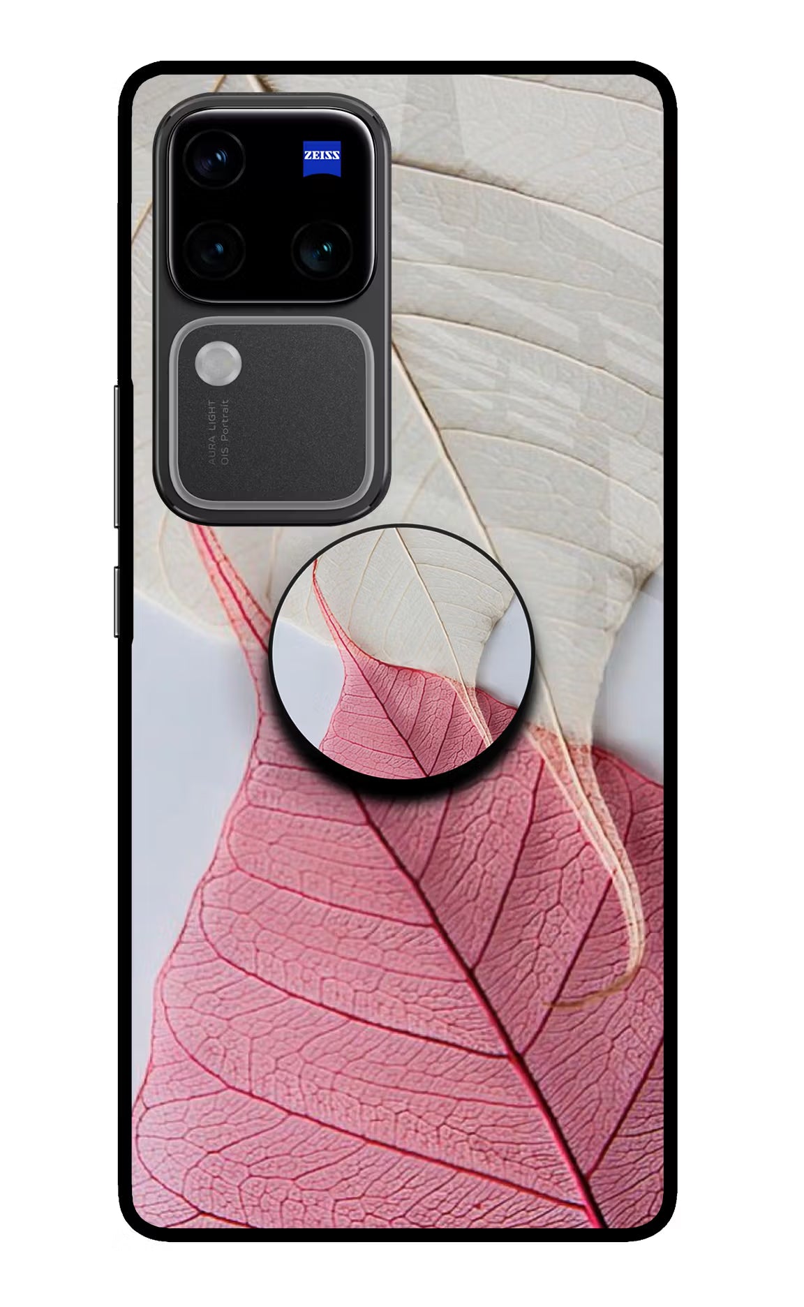 White Pink Leaf Vivo V30 Pro 5G Pop Case by Casekaro