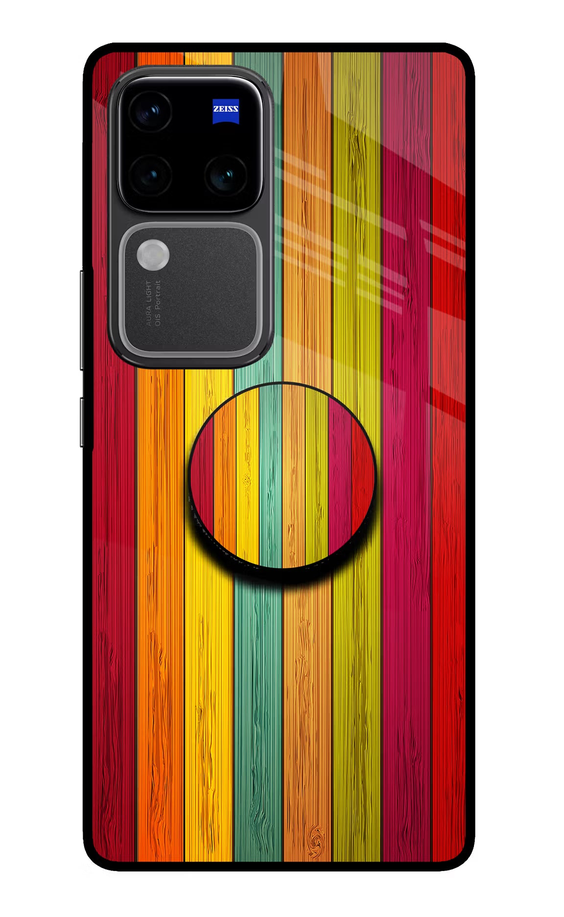 Multicolor Wooden Vivo V30 Pro 5G Pop Case by Casekaro
